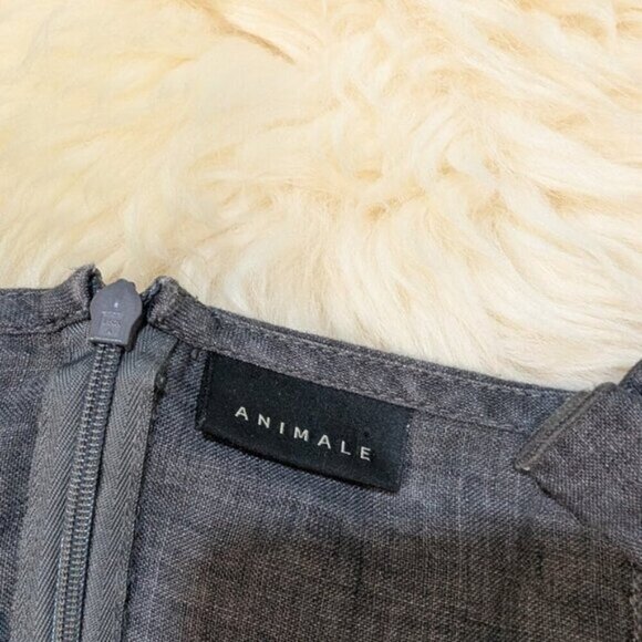 Animale Jacques Ruc 8-US Gray Linen Sleeveless Ruffle Dress - Picture 6 of 8